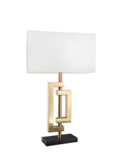Złota lampa stołowa z białym abażurem MILAGROS GOLD WHITE
